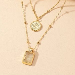 Gold layered pendant & Geo stone pendant Necklace